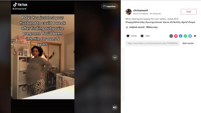 Kisah perempuan yang ditinggal suaminya kala hamil (tiktok/chrismanti)