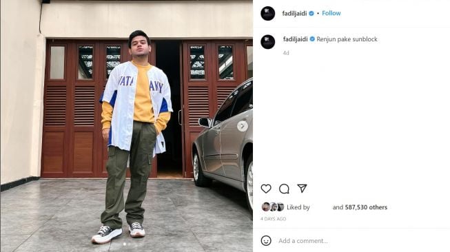 Foto: Fadil Jaidi Pamer OOTD ala Renjun NCT, Warganet: Kece Banget Bang (instagram/fadiljaidi)