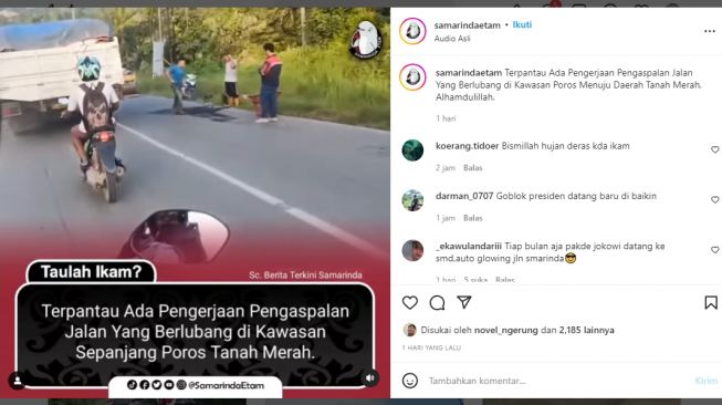 Presiden Jokowi Kunjungan ke Samarinda dan Sepaku, Jalan Berlubang Auto Diaspal: Ciee Cari Muka