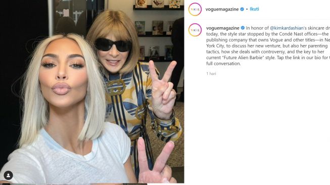 Kim Kardashian Selfie Bareng Anna Wintour, Kolom Komentar Majalah Vogue Dipenuhi Kritikan