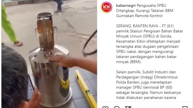 Kecurangan pemilik SPBU untuk mengatur takaran bensin viral di media sosial (Instagram)