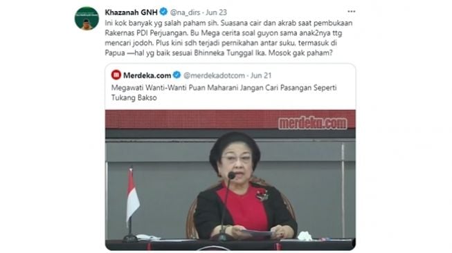 Akun Twitter tokoh NU Nadirsyah Hosen alias Gus Nadir ikut berpendapat soal guyonan Papua dan tukang bakso Megawati Soekarnoputri yang dianggap rasis. (Twitter/@na_dirs)