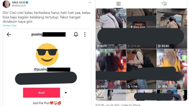 Meresahkan! TikToker Diam-diam Videokan Bagian Belakang Perempuan yang Bonceng Sepeda Motor di Jalan, Warganet Murka