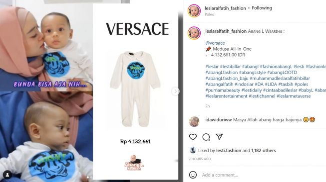 Baby L mengenakan baju tidur dengan model yang biasa namun harganya bikin menangis warganet (Instagram/leslaralfatih_fashion)