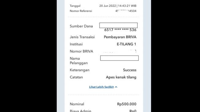 Pemotor curhat bayar denda tilang elektronik sebesar Rp 500 ribu (Facebook)