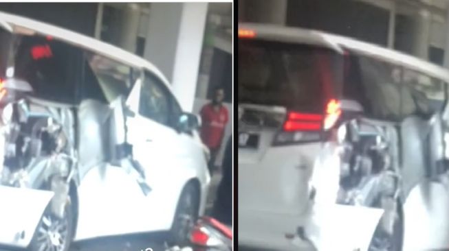 Toyota Alphard robek tak berbentuk diduga gegara parkir sembarangan (TikTok)