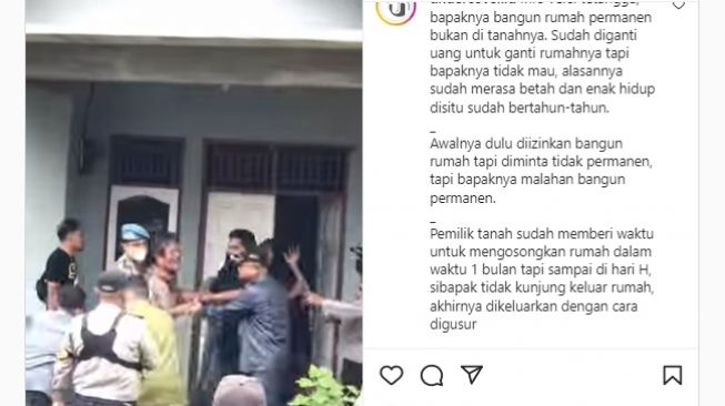 Viral suami istri menangis kencang halangi rumah digusur, penyebabnya bikin publik jadi ramai berdebat. (Instagram/@undercover.id)