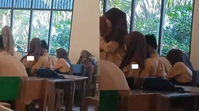 Sedang Berada di Kelas, Dua Siswa Diduga Pangku-pangkuan, Warganet: Serasa Milik Berdua