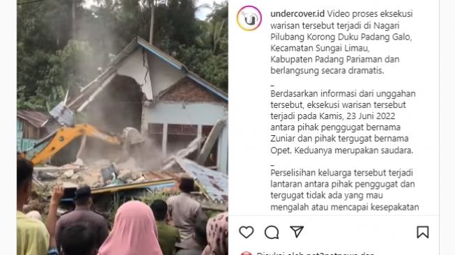 Viral suami istri menangis kencang halangi rumah digusur, penyebabnya bikin publik jadi ramai berdebat. (Instagram/@undercover.id)