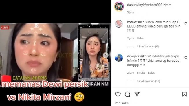 Unggahan soal Nikita Mirzani dan Dewi Perssik [Instagram/@danunyinyir9reborn999]