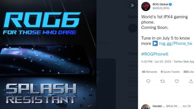 Bocoran ROG Phone 6. [Twitter]