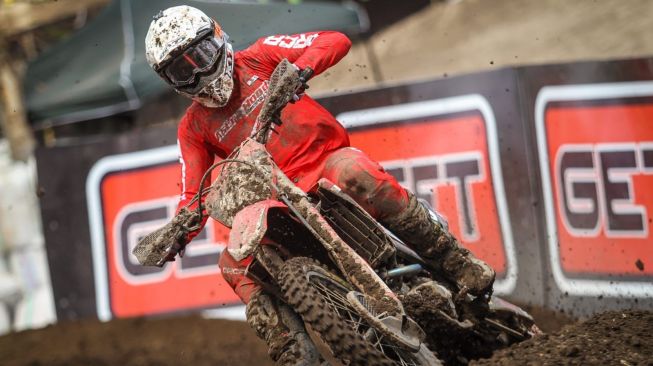 Crosser muda Indonesia, Delvintor Alfarizi berhasil memukau masyarakat Indonesia di MXGP Samota (Dok. AHM)