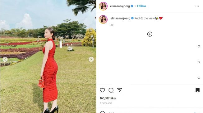 Foto: Elina Joerg Pamer Potret Pakai Dress Merah, Warganet Dibuat Salfok dengan Warna Kulitnya (instagram/elinaaaaajoerg)