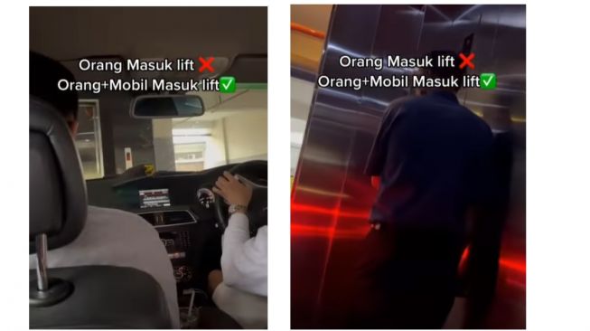 Viral Parkir Mobil Antimainstream dan Bikin Senam Jantung, Kendaraan Beserta Sopir Plus Penumpang Masuk Lift