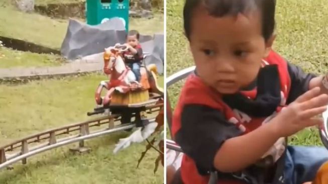 Netizen Komentari Video Bocah Naik Odong-odong yang Bergetar Ngeri: Auto Senam Jantung