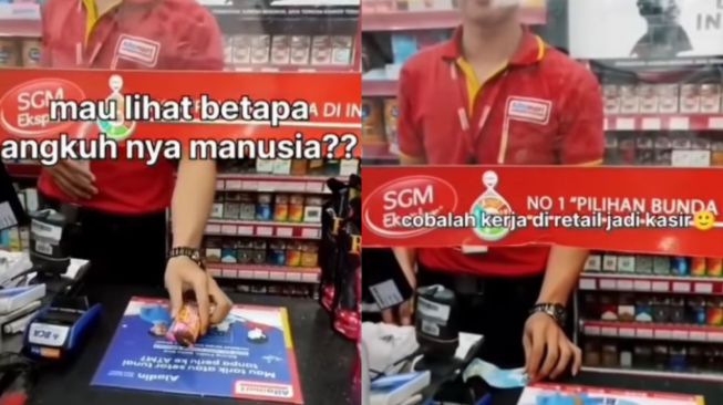 Viral Video Pelanggan Lempar Uang Pembayaran ke Kasir Alfamart, Ternyata Hanya Sebagai Konten Edukasi