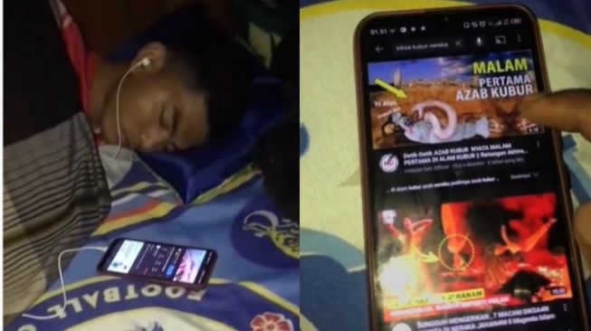 Teman Lagi Tidur Pakai Headset, Pria Ini Ganti Lagu Jadi Video Siksa Kubur