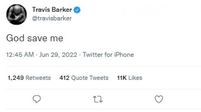 Unggahan Travis Barker. [Twitter/@travisbarker]
