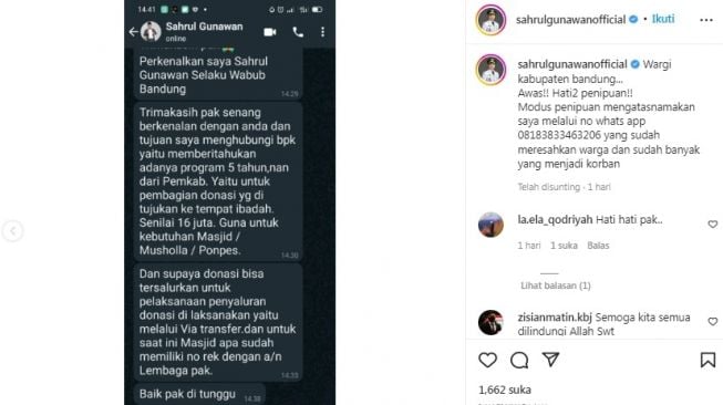 Unggahan Sahrul Gunawan [Instagram/@sahrulgunawanofficial]