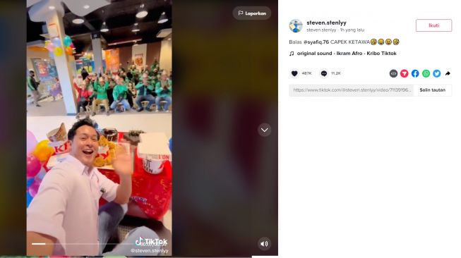 Ulang tahun di KFC (tiktok/steven.stenlyy)