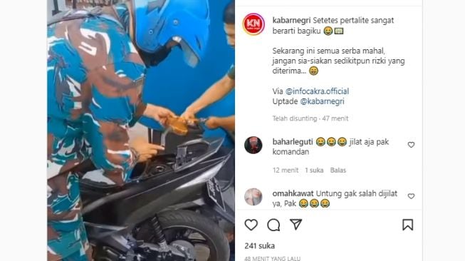 Viral Pria Berseragam Doreng Isi Bensin Hingga Tetes Terakhir di SPBU, Sampai Usap Nozzle