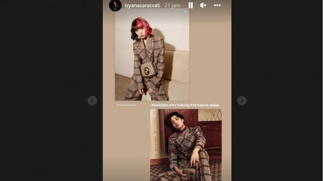 Isyana pakai outfit kembaran dengan Kai Exo (instagram/isyanasarasvati)