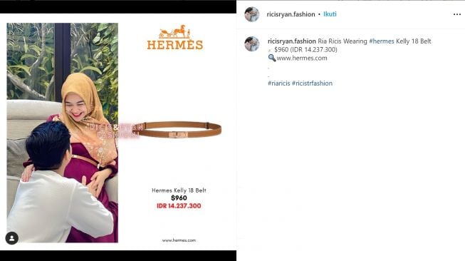 Ria Ricis pakai sabuk Hermes (instagram/ricisryan.fashion)