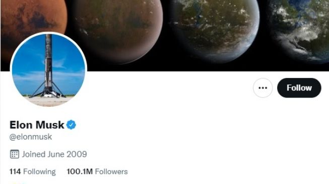 Akun Twitter Elon Musk. [Twitter]