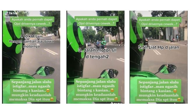 Curhatan seorang customer ketika mendapatkan ojol wanita, selalu istigfar di jalan (TikTok)