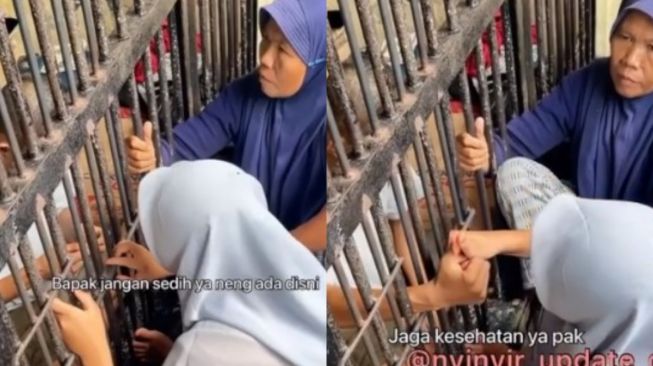 Momen Haru Anak Perempuan Jenguk Ayah di Sel Penjara: Jangan Sedih Pak, Eneng Ada di Sini