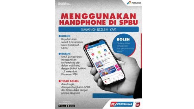 Aturan Penggunaan HP di SPBU (https://www.instagram.com/mypertamina/)