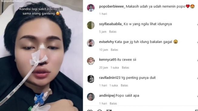 Popo Barbie saat dirawat di rumah sakit. [Instagram]