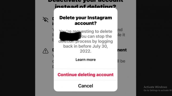 Opsi Penghapusan Akun Instagram di iOS. [Techcrunch] 