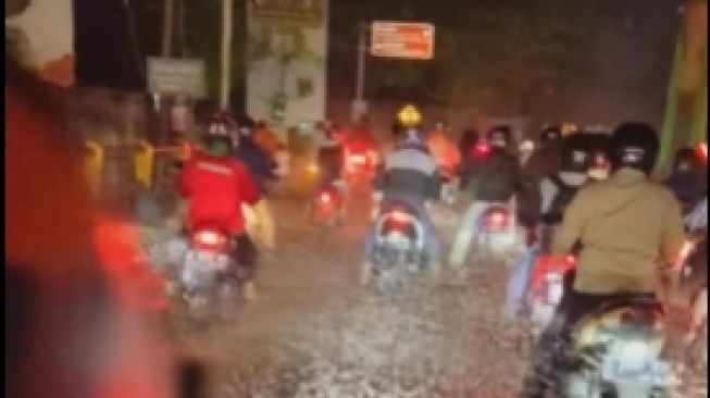 Gerombolan Laron Serbu Jalan Raya, sampai Dikira Banjir dari Hujan Deras