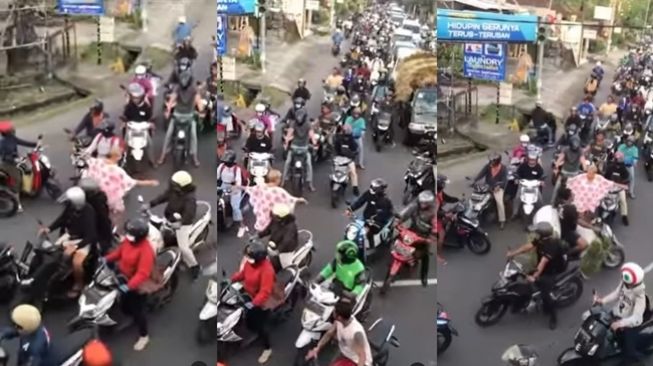 Jalanan Macet Panjang, Bule di Bali Langsung Ikut Atur Lalu Lintas, Warganet Ramai-ramai Sentil Polisi