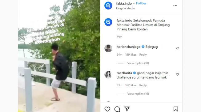 Demi Konten, Remaja Laki-laki di Tanjungpinang Sengaja Rusak Jembatan: Pembatas Ditendang dan Dilempar ke Laut