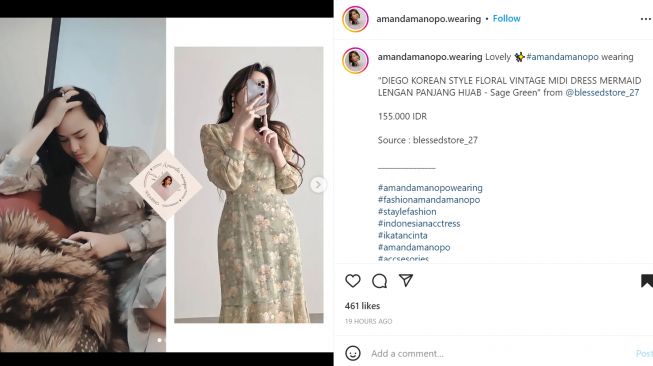 Foto: Amanda Manopo Pakai Dress Rp100 ribuan, Warganet: Dressnya Kelihatan Mahal (instagram/amandamanopo.wearings)