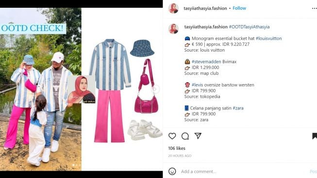 Foto: Intip Detail OOTD Hangout Tasyi Athasyia dan Suami, Bajunya Nuansa Biru Pinky (instagram/tasyiiathasyia.fashion)