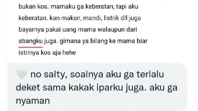 Viral curhatan adik ogah kakak iparnya yang lagi hamil menumpang di rumahnya. (Twitter/@Askrlfess)