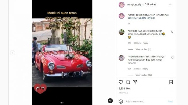 Mobil Mendiang Eril Anak Ridwan Kamil Disewakan, Komentar Netizen Justru Julid