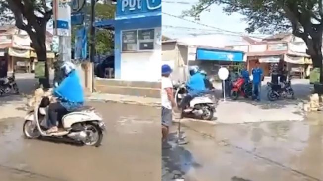 Viral Aksi Emak-Emak Nekat Terobos Jalan yang Baru Dicor, Netizen Dibuat Fokus ke Hal Ini