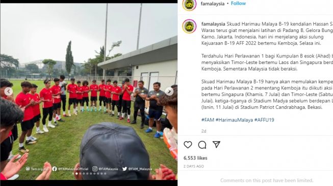 Skuad Malaysia U-19. (Instagram/famalaysia)