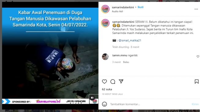 Gempar Potongan Diduga Tangan Manusia Ditemukan Di Pelabuhan Samarinda