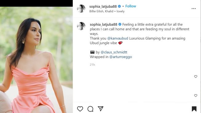 Foto: Sophia Latjuba Pamer Video Kenakan Peachy Dress, Definisi Bidadari Turun dari Kayangan (instagram/sophia_latjuba88)