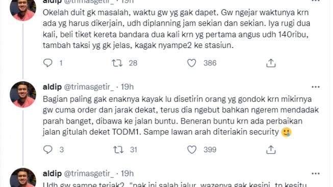 Curhat penumpang dibawa muter-muter bandara saat gunakan taksi (Twitter)