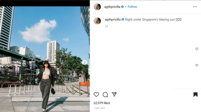 Foto: Jalan-Jalan ke Singapore, Agatha Pricila Kenakan Bucket Hat Kembaran dengan Jimin BTS (instagram/agthpricilla)