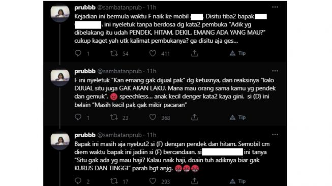 Ojol melakukan body shaming terhadap penumpang (Twitter)