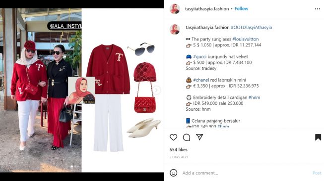 Foto: Intip Detail OOTD Tasyi Athasyia Bersama Sang Ibu, Cardigannya Disanjung Seperti Merk Gucci (instagram/tasyiiathasyia.fashion)