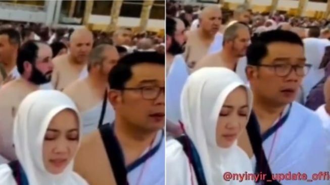 Sambil Membawa Foto Eril, Begini Momen Tawaf Ridwan Kamil Bersama Istri dan Putrinya