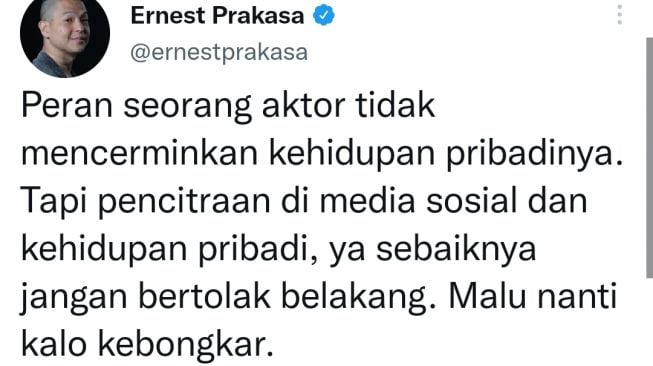 unggahan Ernest Prakasa (Twitter/@ernestprakasa)